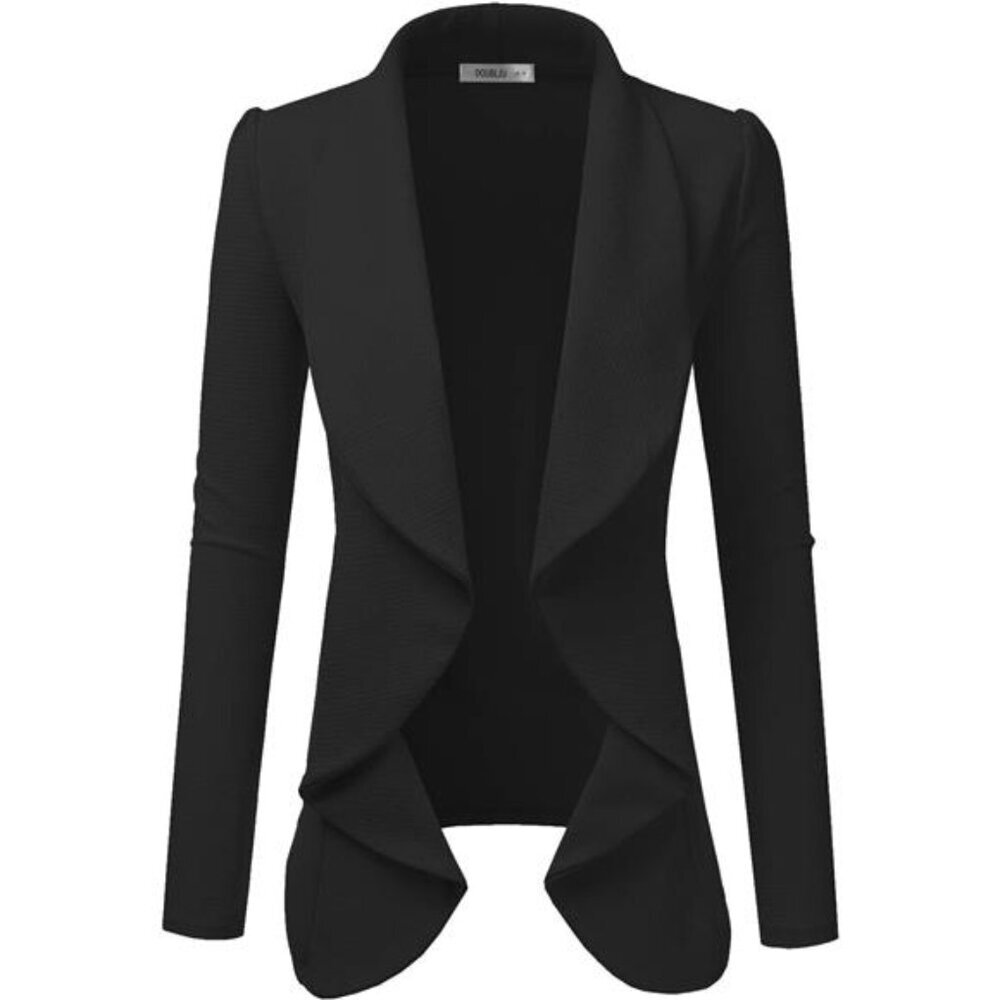 Classic Draped Open Front Long Sleeve Business Casual Work Deconstructed Blazer